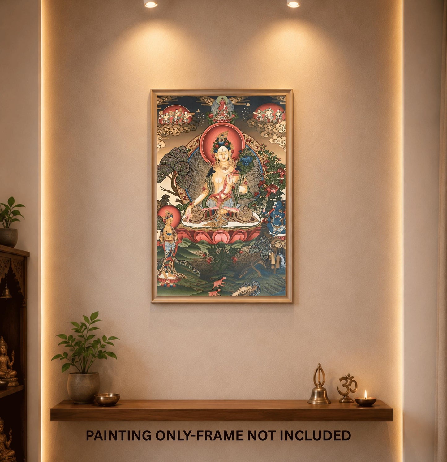 White Tara Thangka Painting – Hand-Painted Buddhist Art with Gold