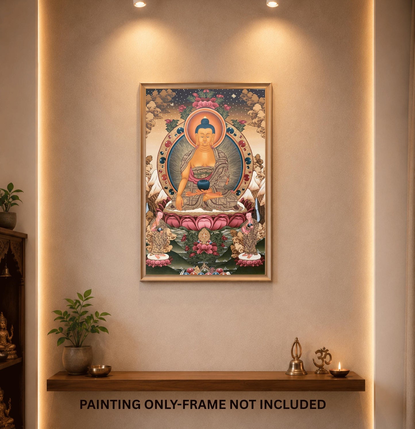 Shakyamuni Buddha Thangka | Tibetan Buddhist Painting |  24k Gold Hand-Painted Art | Spiritual Wall Decor