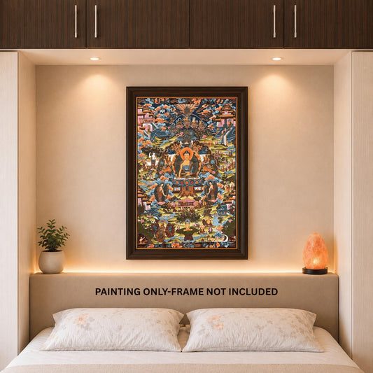 Hand-Painted Buddha Life Story Thangka | Tibetan Cotton Canvas Art