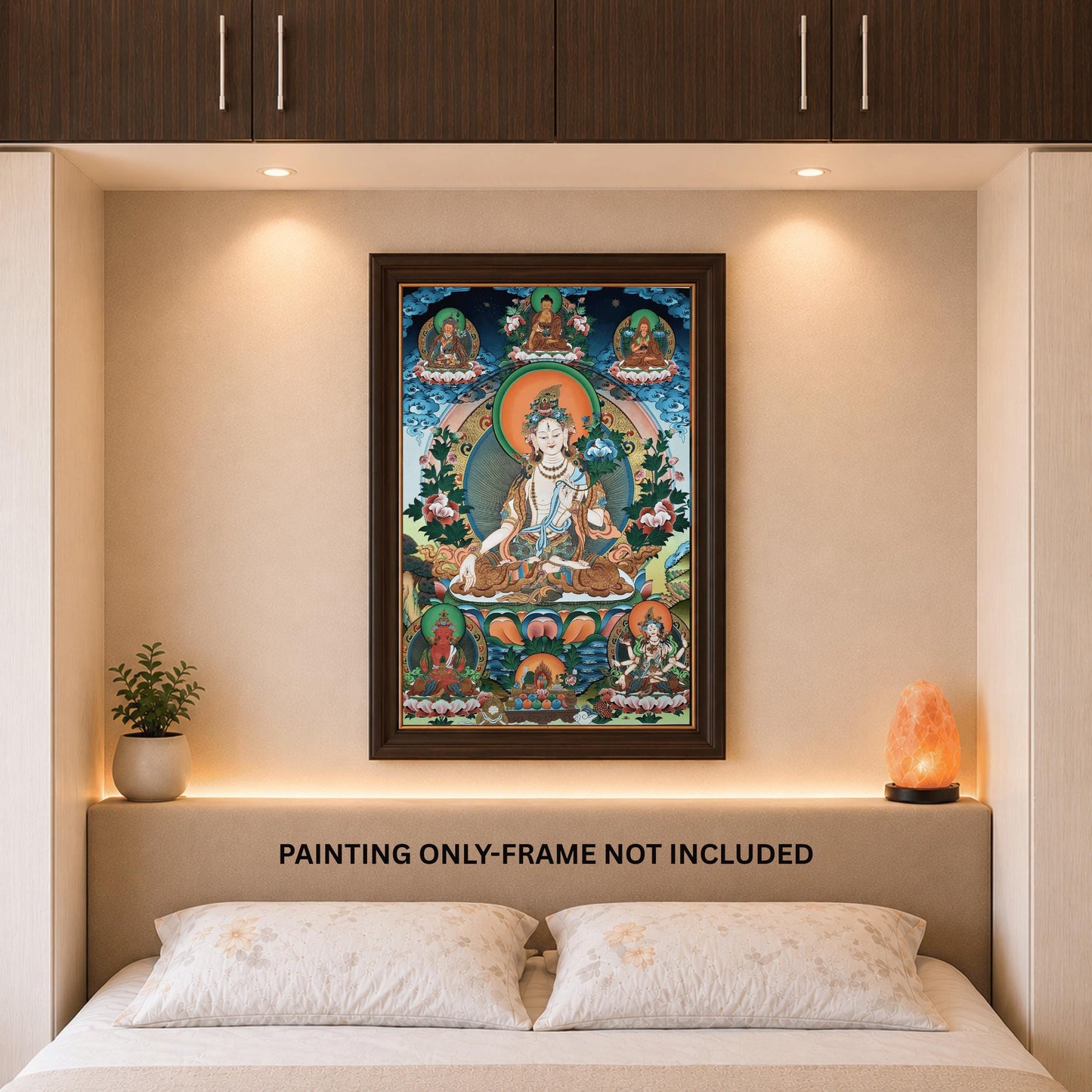 White Tara Thangka Painting: 24K Gold, Handmade Tibetan Art
