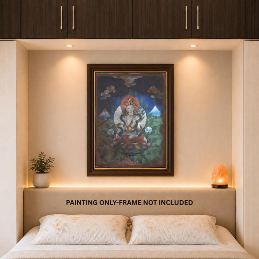 Vintage White Tara Painting | Hand-Painted  Buddhist Art from Nepal