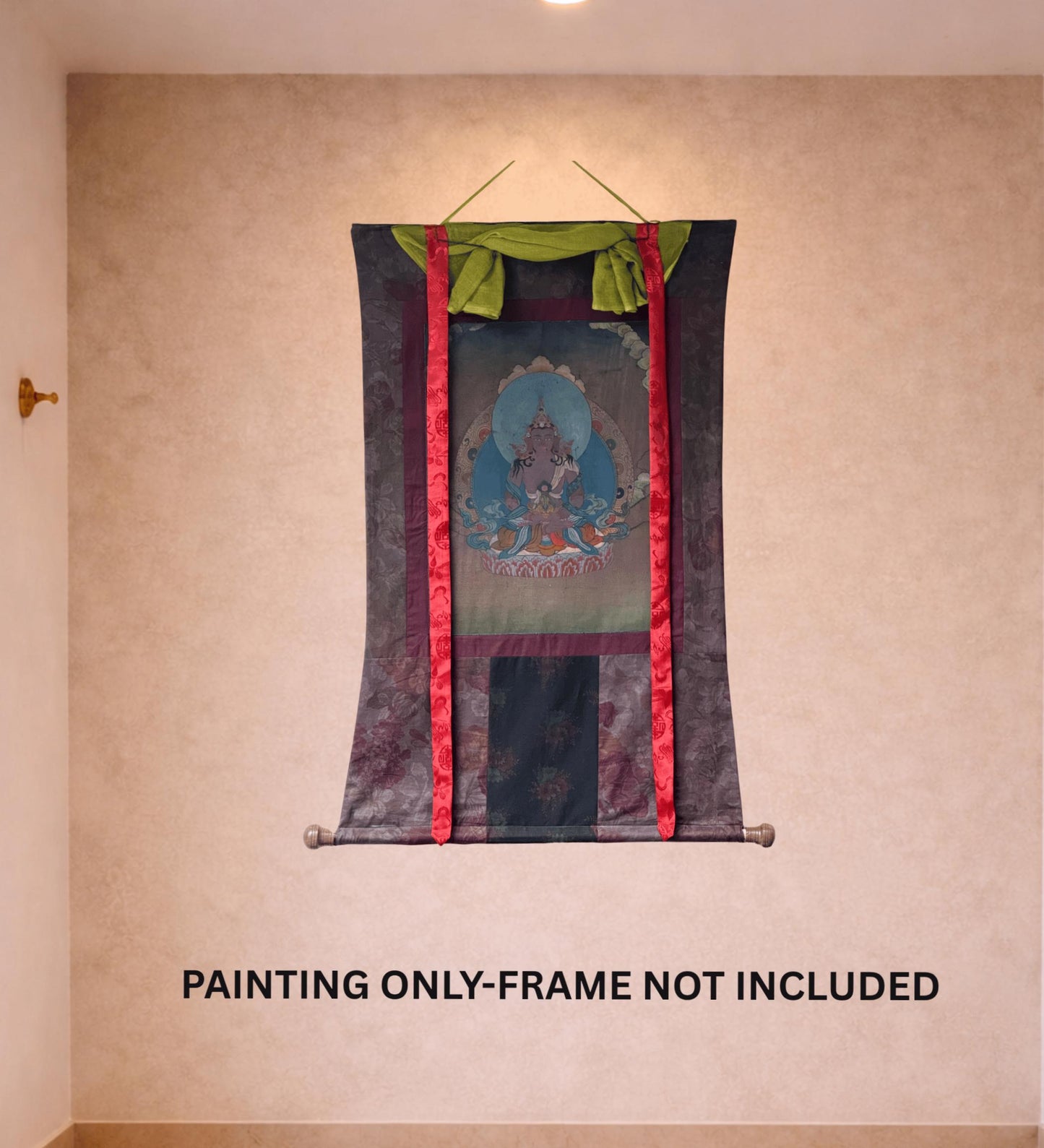 Old Amitayus Thangka | Hand-Painted Longevity Buddha Cotton Brocade Tibetan Art