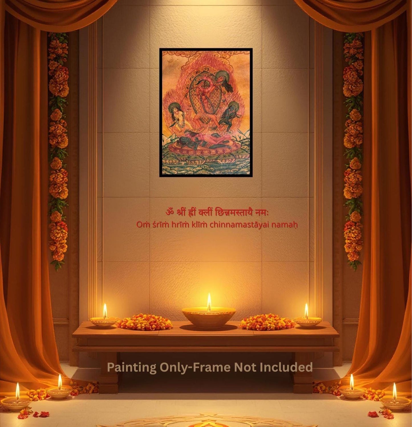 Hand Painted Chhinnamasta Thangka Painting | Hindu Mahavidya Goddess Art | Tibetan Buddhist Tantric Art