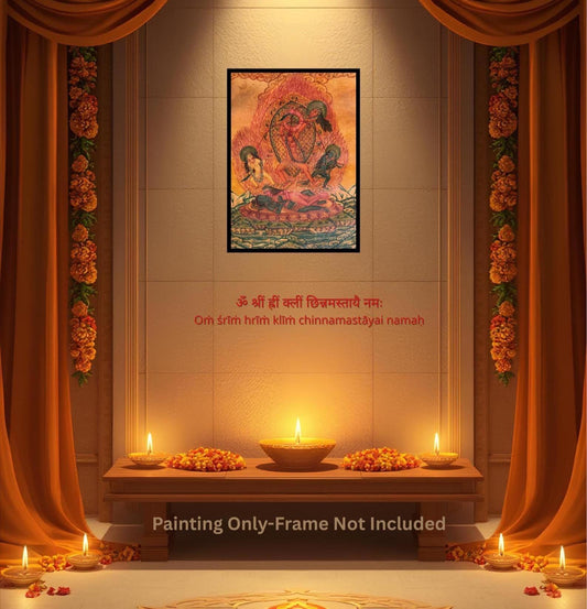 Hand Painted Chhinnamasta Thangka Painting | Hindu Mahavidya Goddess Art | Tibetan Buddhist Tantric Art