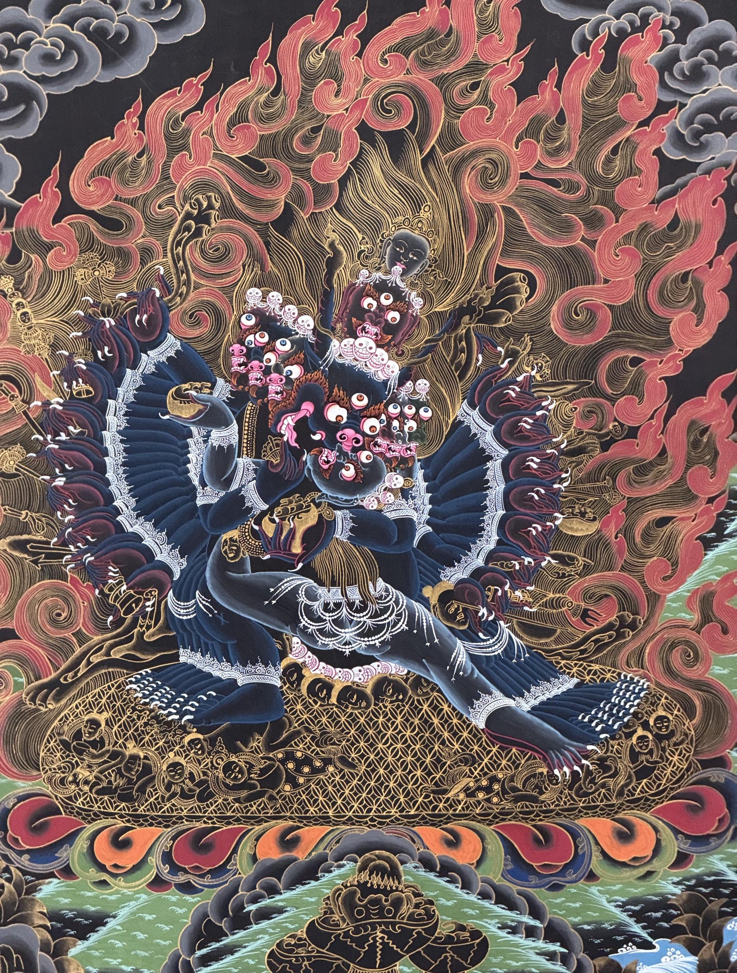 Hand-Painted Yamantaka Thangka, Tibetan Buddhist Wrathful Deity Painting