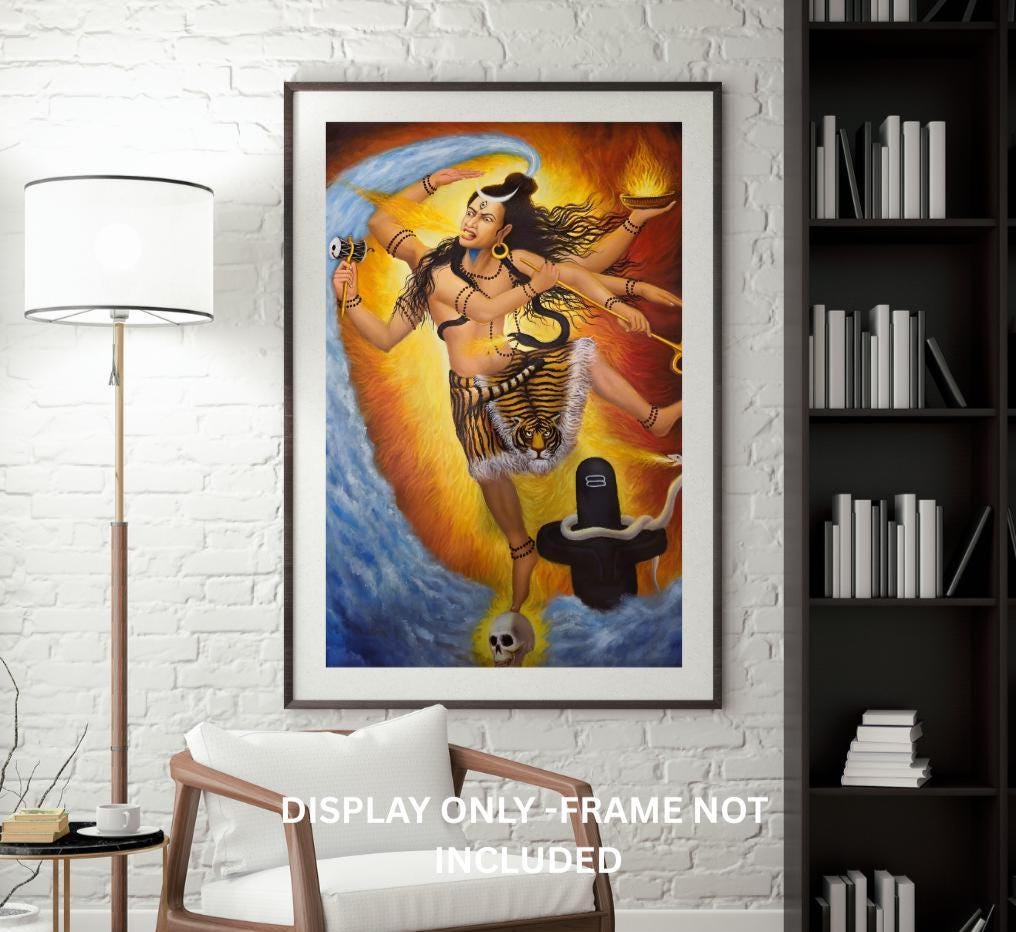 Shiva Nataraja Acrylic Painting • Hindu Art • Lord Shiva Wall Decor • Cosmic Dance  Canvas