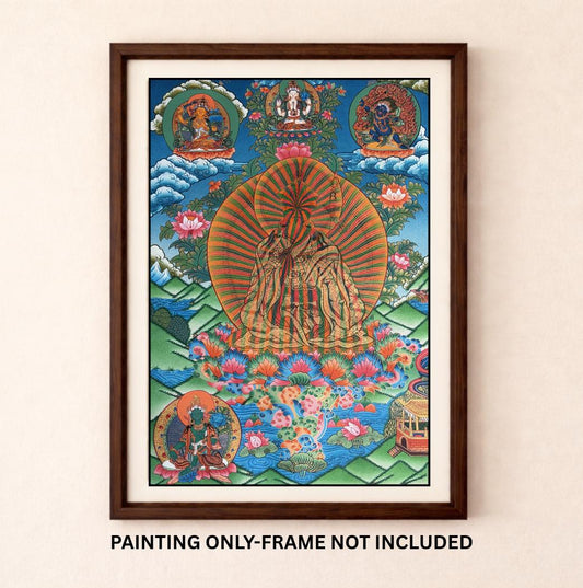 Guru Rainbow Body Thangka Painting | Padmasambhava Dzogchen Art | Tibetan Buddhist Masterpiece | Silk Brocade