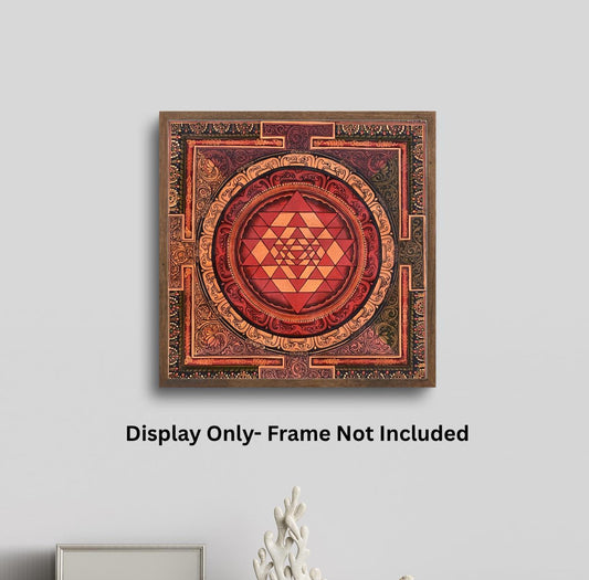 Hand-Painted Shri Yantra Mandala Thangka - Sacred Geometry Art
