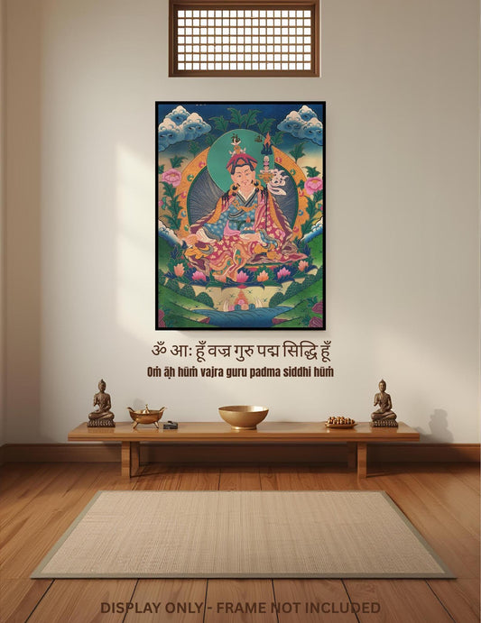 Hand-Painted Guru Rinpoche Padmasambhava Thangka | Smoky Tibetan Buddhist Art