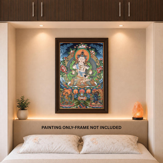 Vajrasattva 24K Gold Thangka | Hand-Painted Tibetan Purification Buddha Art