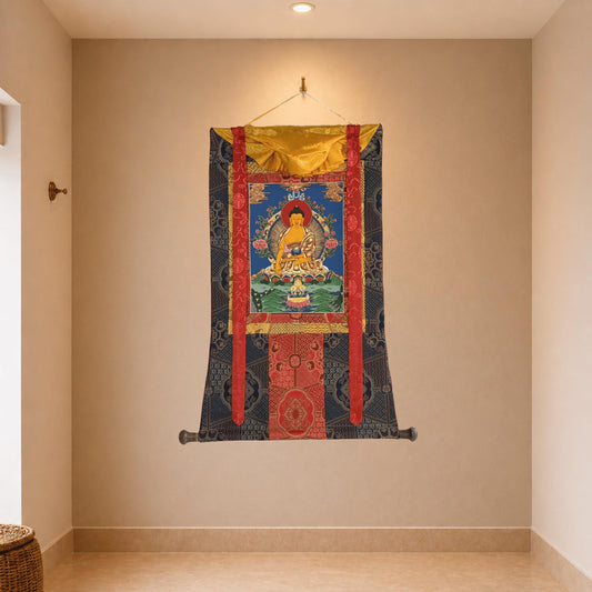 Hand-Painted Shakyamuni Buddha Thangka | Silk Framed Tibetan Art