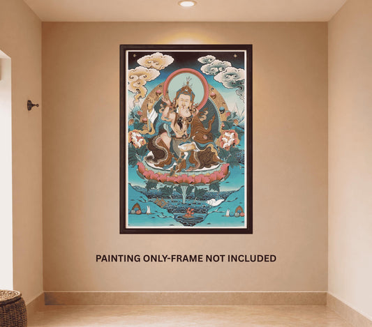 Guru Padmasambhava with Shakti Mandarava Thangka Hand Painted Tibetan Buddhist Art