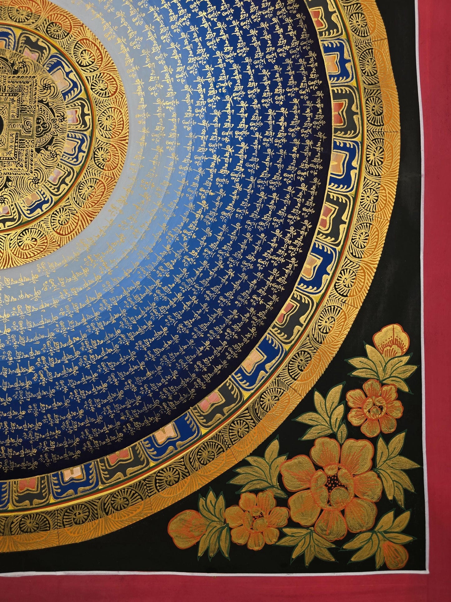 Om Mani Padme Hum Mandala Thangka | Large Hand-Painted Tibetan Meditation Art