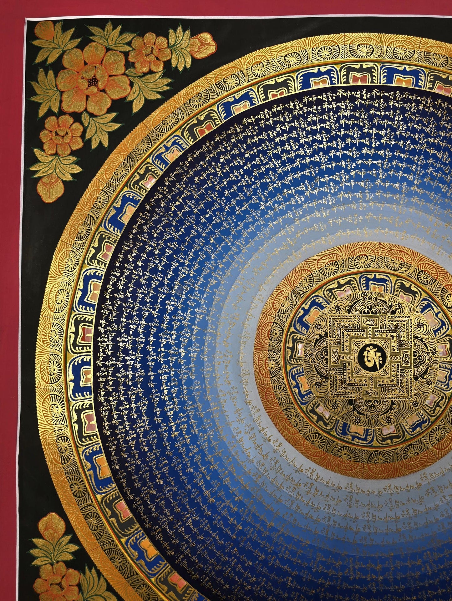 Om Mani Padme Hum Mandala Thangka | Large Hand-Painted Tibetan Meditation Art