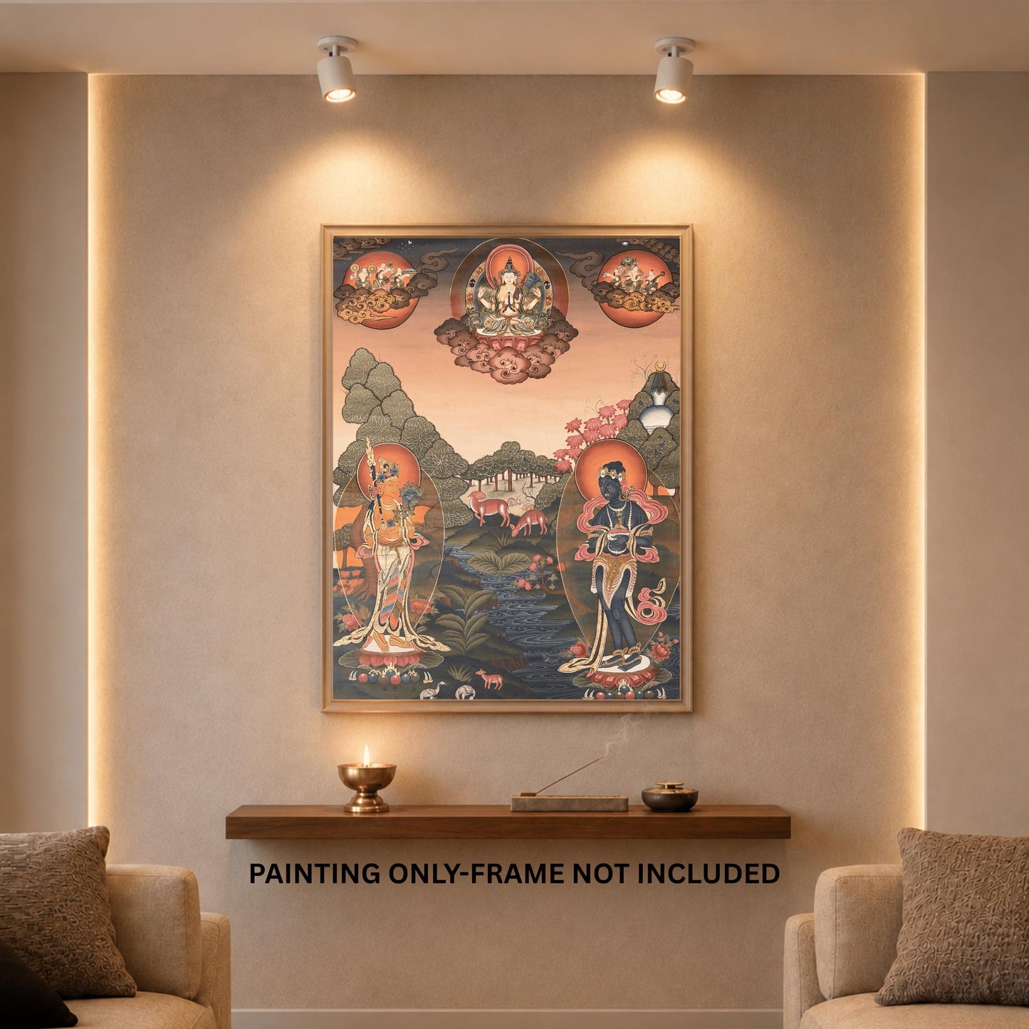 Rig Sung Gompo Thangka Painting – 24K Gold Tibetan Guardian Deity Art – Rare Hand-Painted Masterpiece