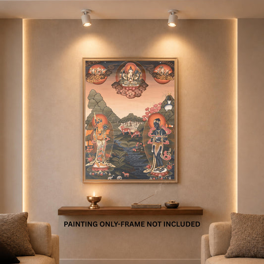 Rig Sung Gompo Thangka Painting – 24K Gold Tibetan Guardian Deity Art – Rare Hand-Painted Masterpiece