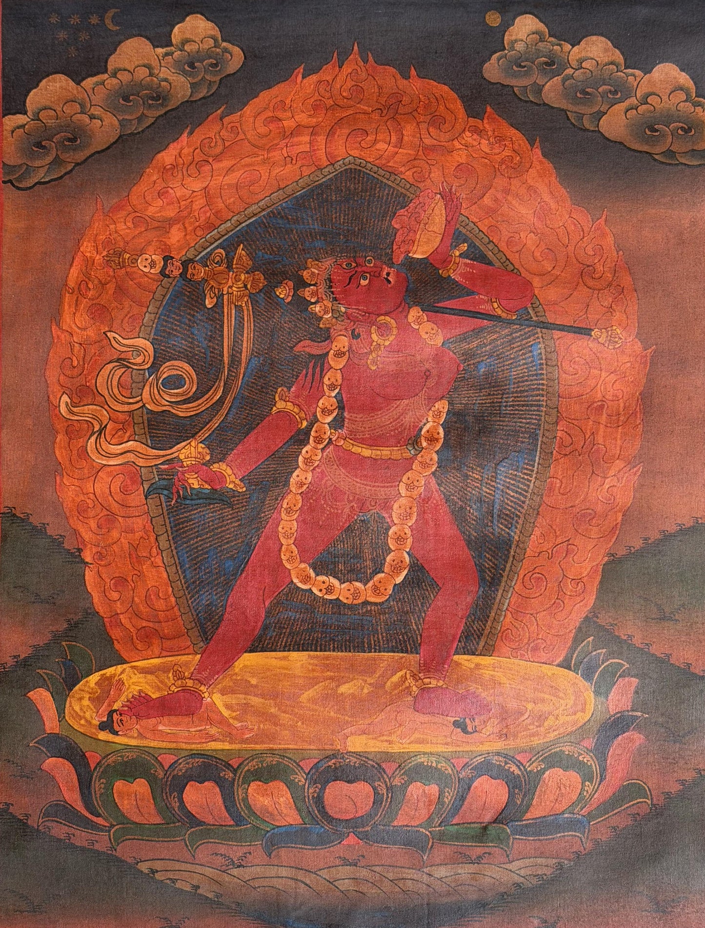 Vajrayogini Thangka | Oil-Varnished Hand-Painted Tibetan Tantra Art with Silk Brocade