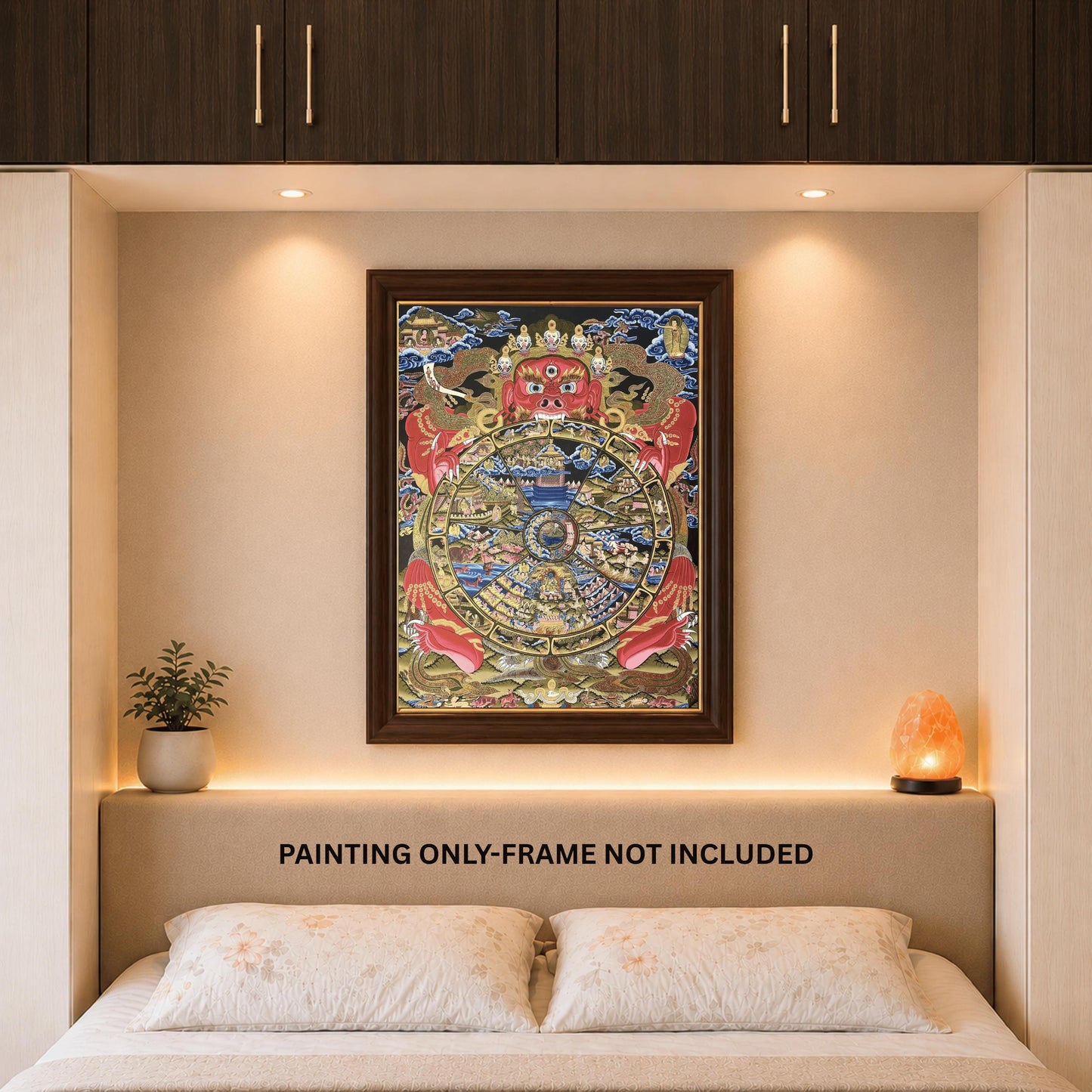 Large Bhavachakra Wheel of Life Thangka | Hand-Painted Tibetan Samsara Mandala Art