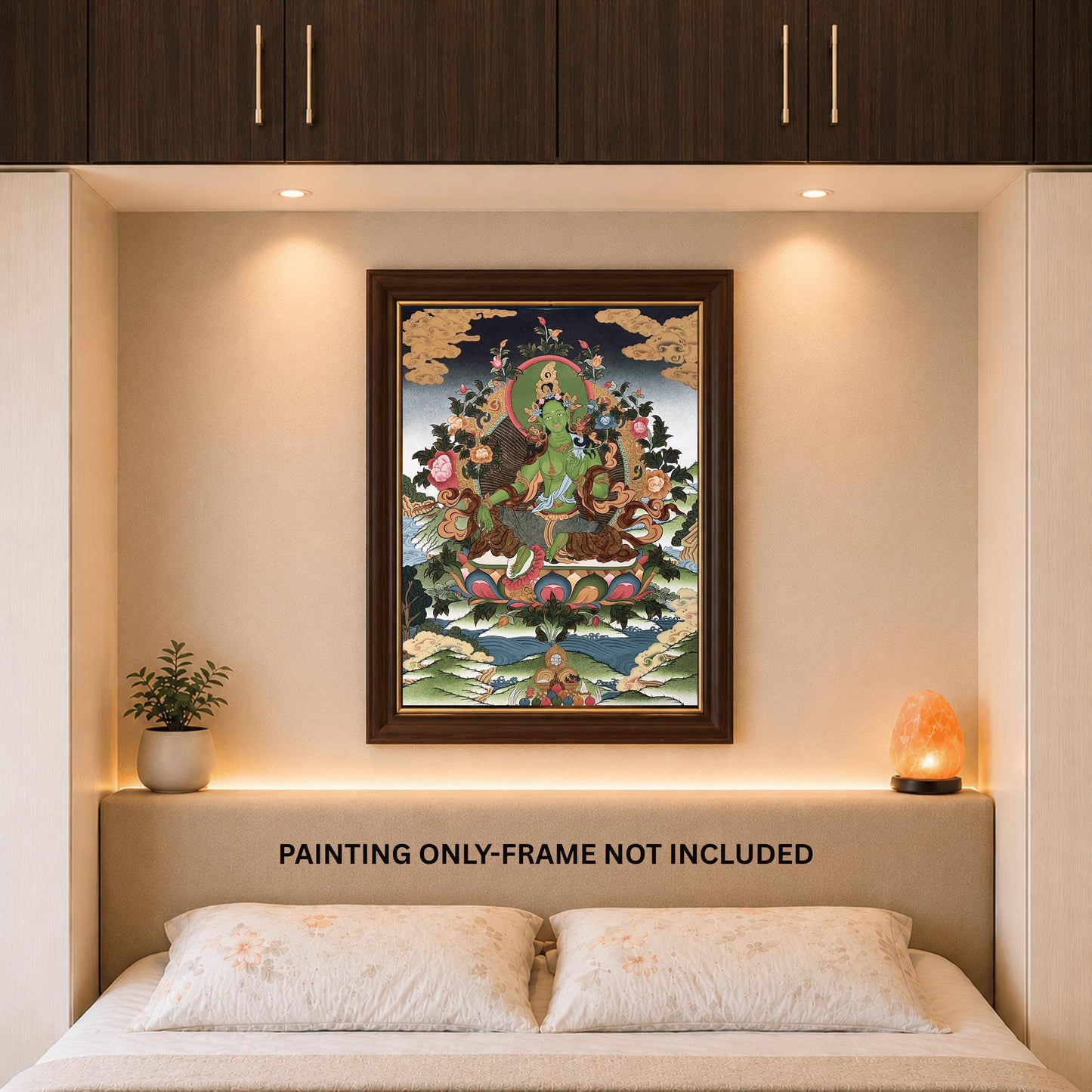 Green Tara Thangka Painting, 24k Gold Tibetan Art, Hand-Painted Masterpiece