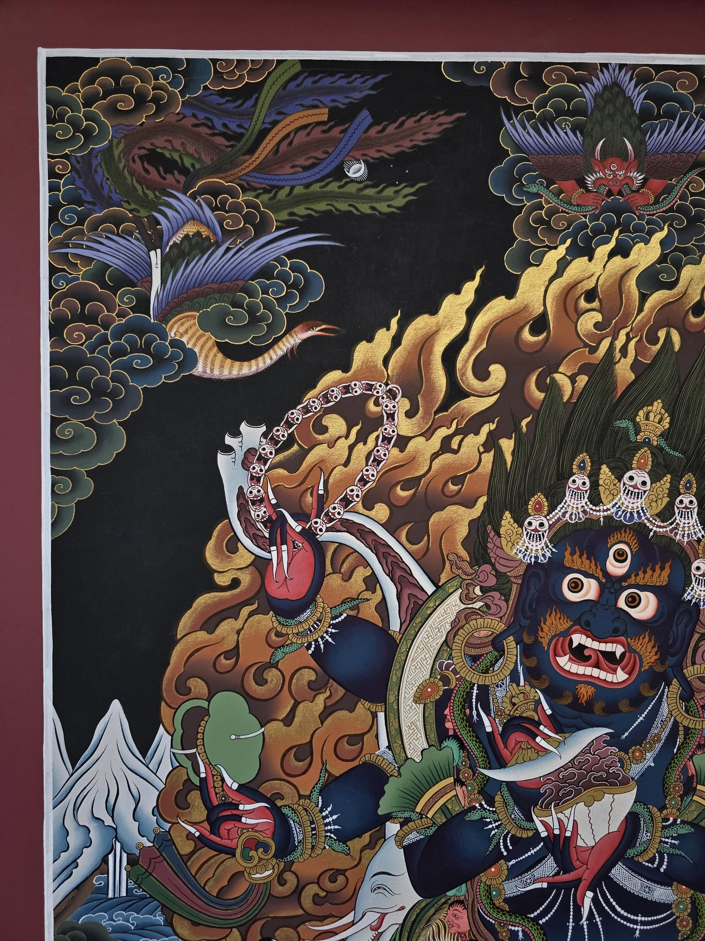 Six-Armed Mahakala Large Thangka | 24K Gold Tibetan Buddhist Art
