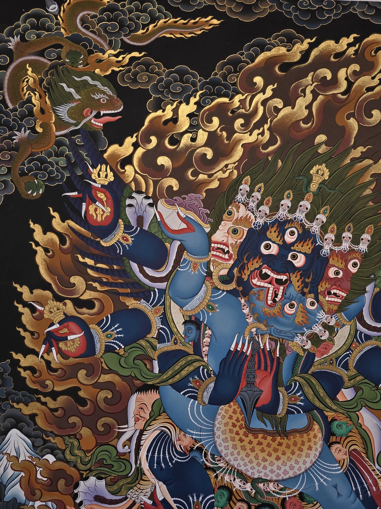Vajrakilaya Thangka Painting | Wrathful Tantric Deity | Large Hand-Painted Tibetan Art | Fine Masterpiece