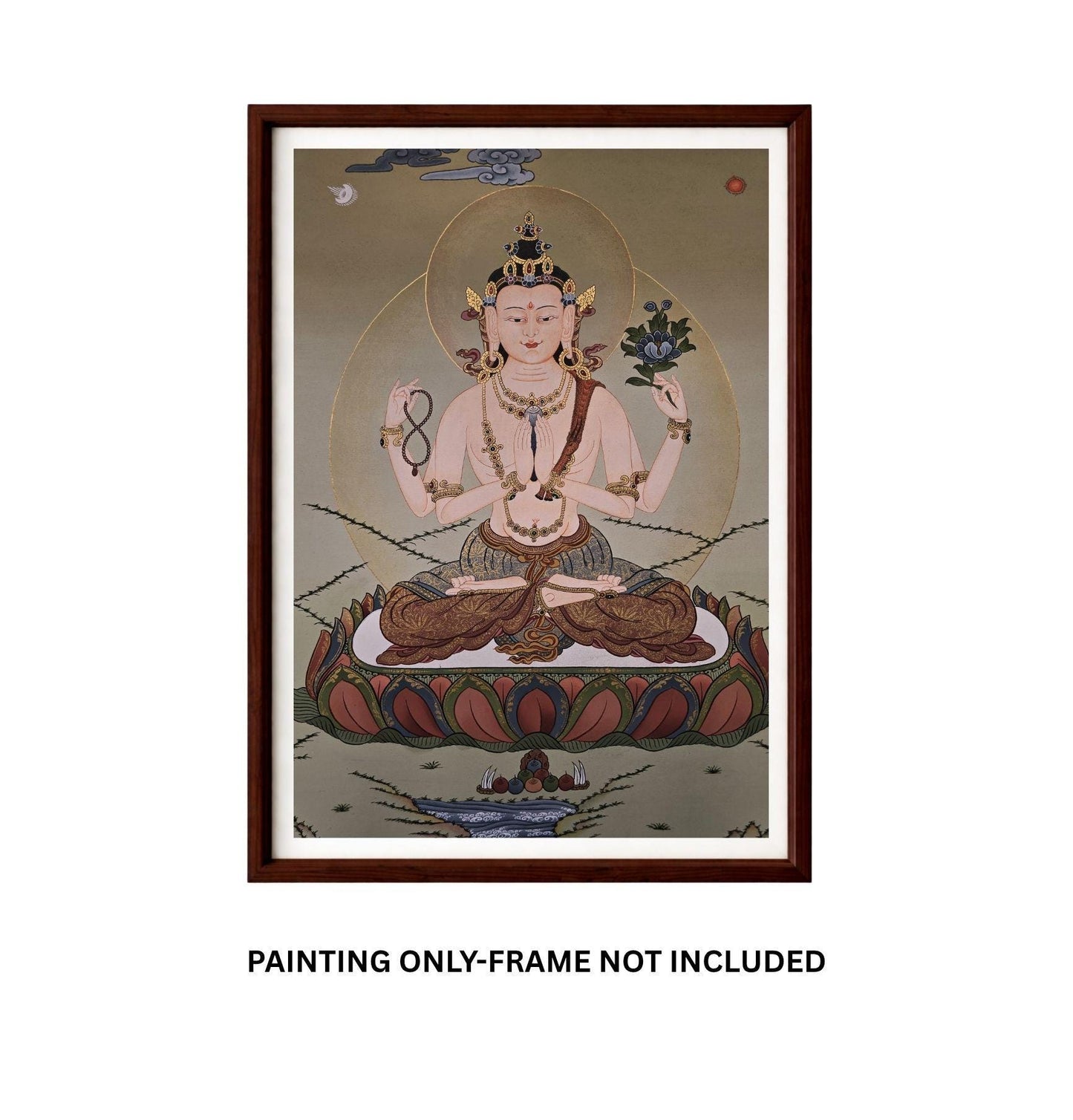 Chenrezig Thangka | Hand-Painted Karma Gadri Tibetan Compassion Art