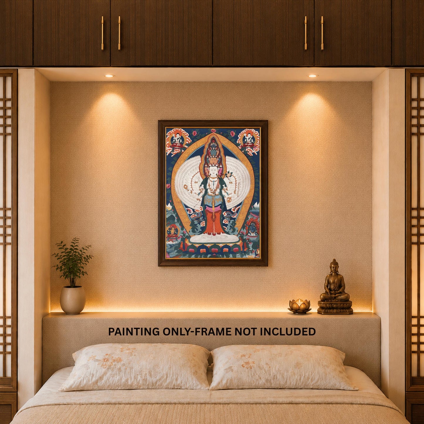 1000-Armed Avalokiteshvara LARGE Hand-Painted Thangka | Sahasrabhuja Chenrezig Old Smoky Art