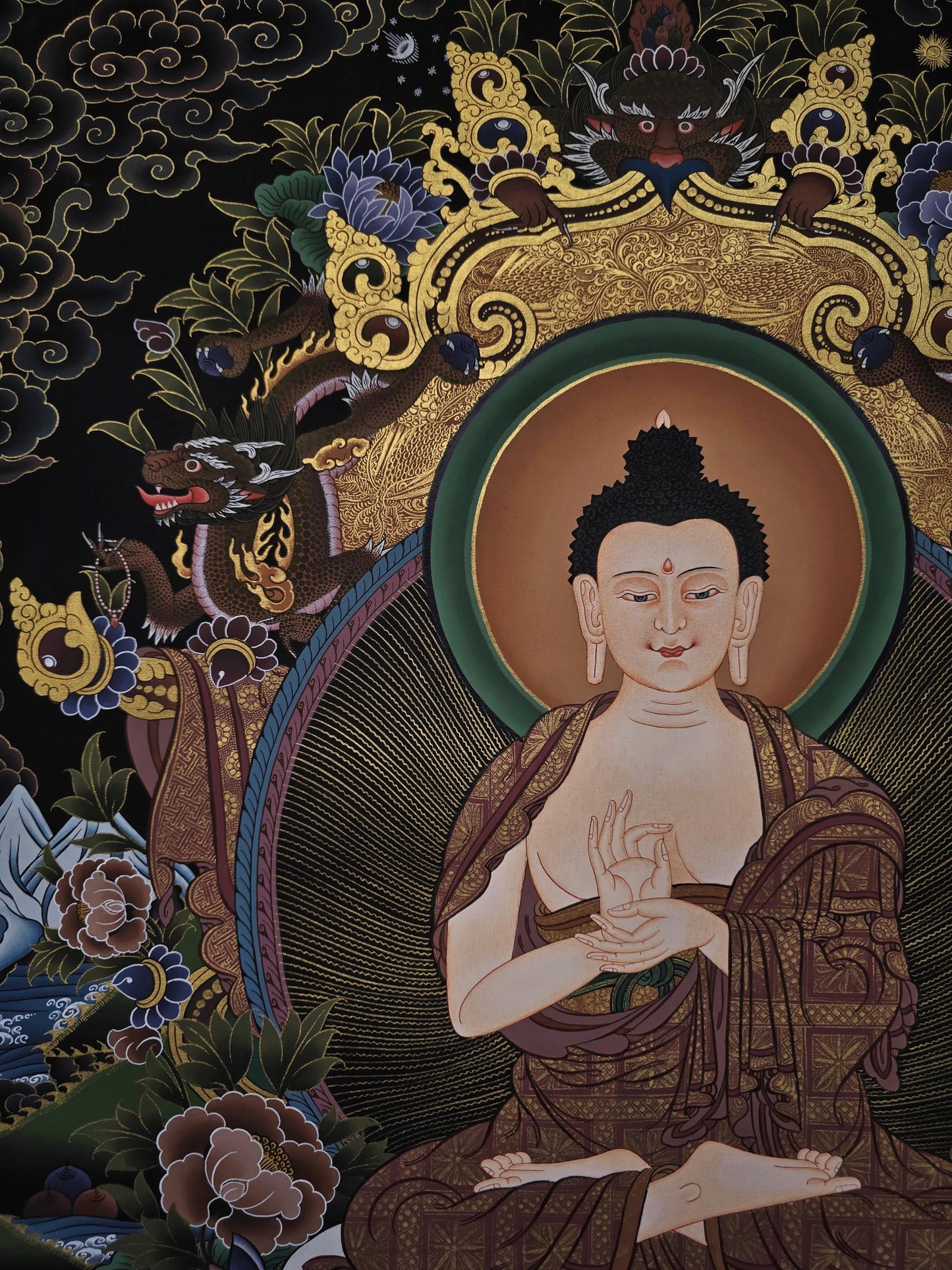 Vairocana Buddha Thangka | Large Hand-Painted Tibetan Enlightenment Art