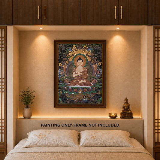 Vairocana Buddha Thangka | Large Hand-Painted Tibetan Enlightenment Art