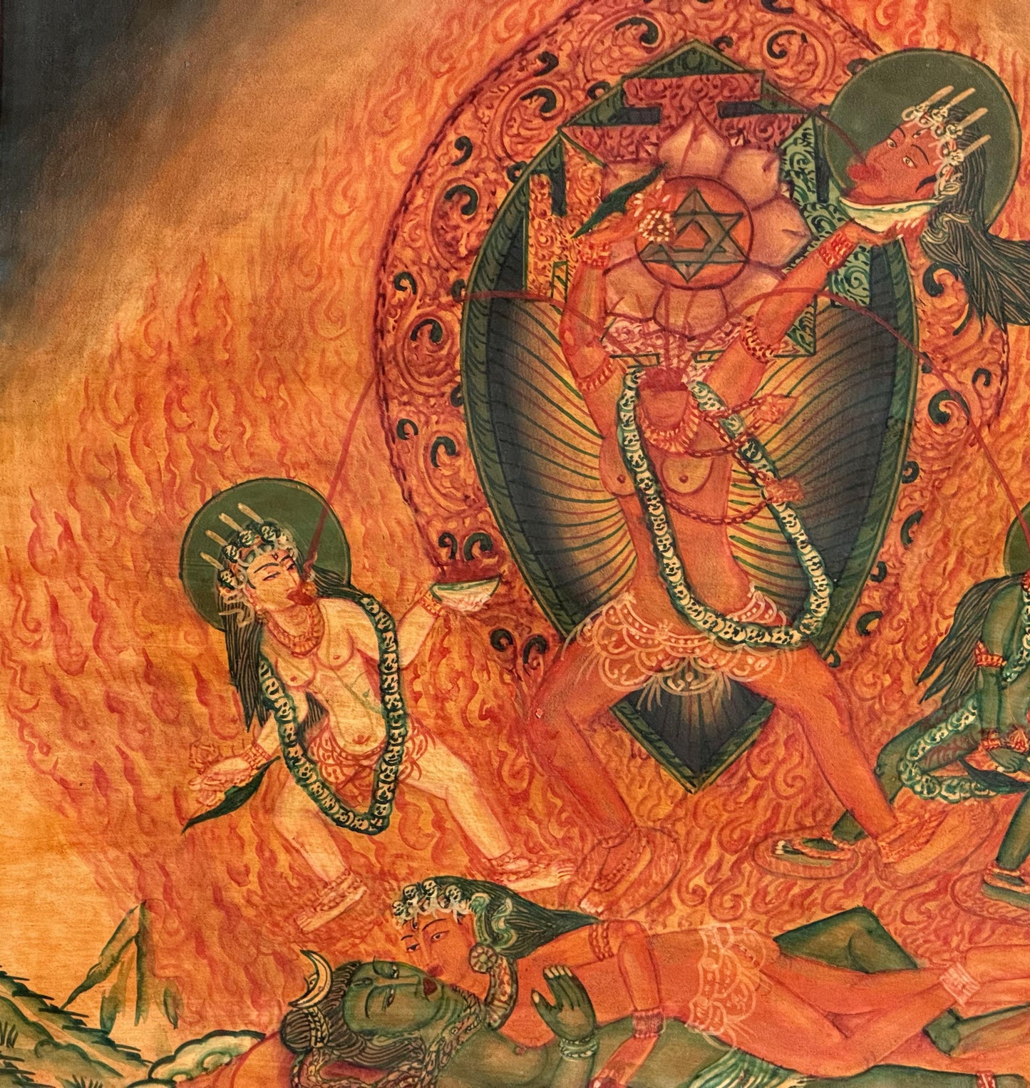 Chhinnamasta Tantric Thangka | Hand-Painted Oil Varnished Hindu Goddess Art