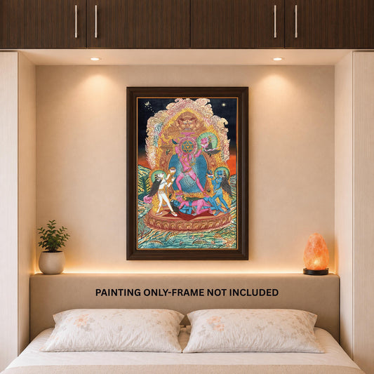 Hand-Painted Chhinnamasta Thangka | Large Newari Paubha Art | Hindu Buddhist Goddess Painting | Spiritual Art