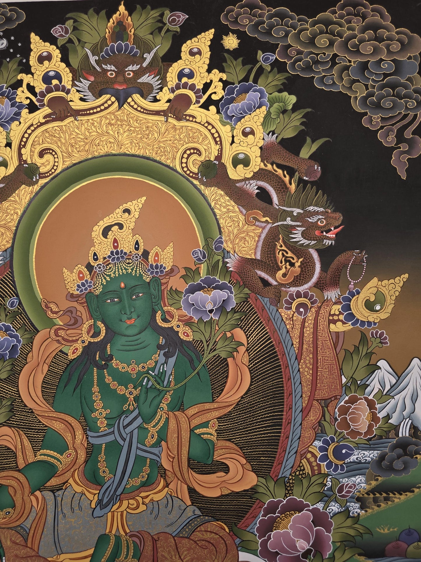 Green Tara Thangka | Hand-Painted Tibetan Masterpiece for Compassion & Protection