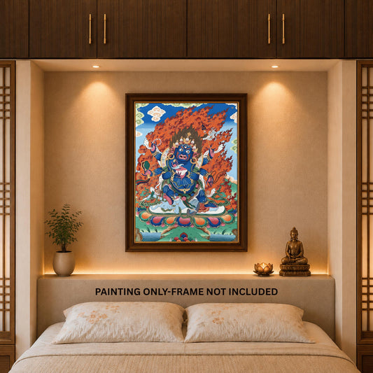 Six-Armed Mahakala Thangka Painting, Large Tibetan Art from Nepal