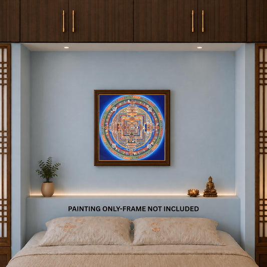 Kalachakra Mandala Tibetan Thangka Painting – Wheel of Time Meditation Art 24 x 24 -inches