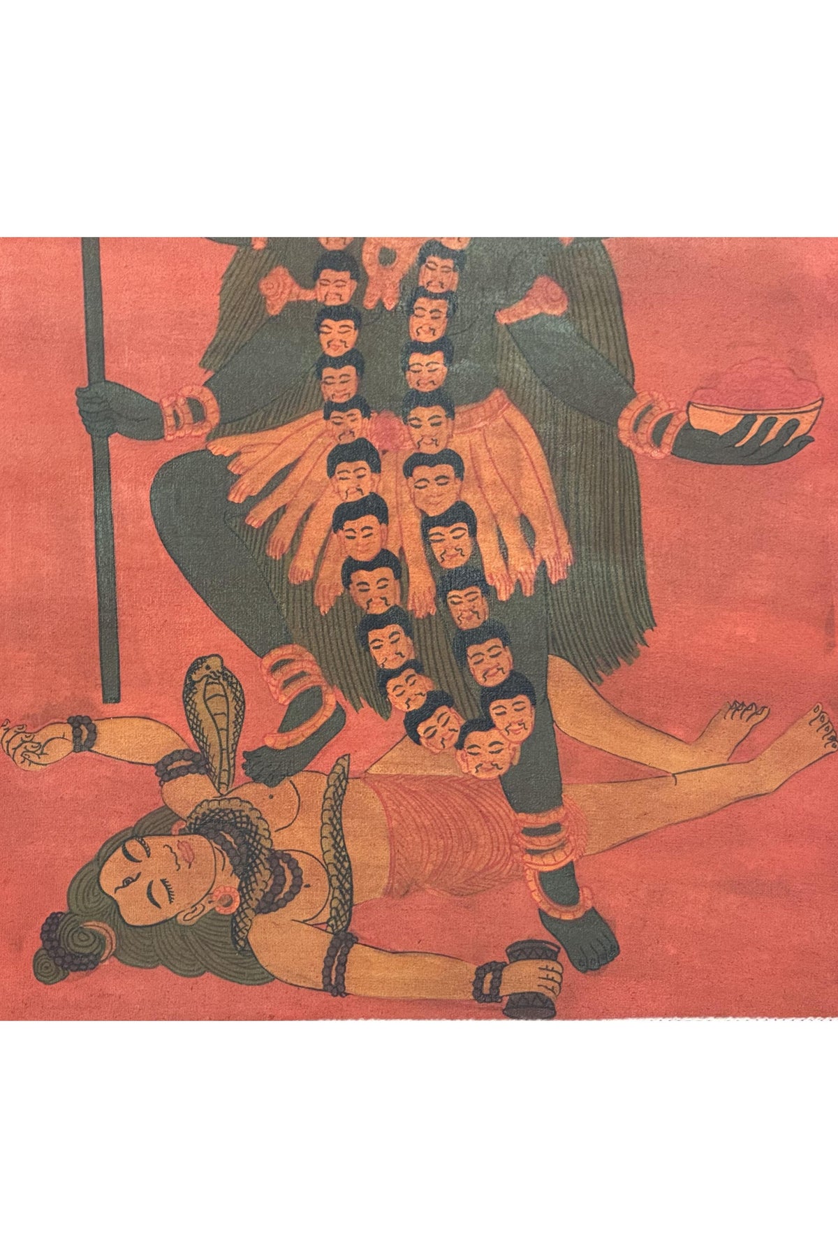 Goddess Kali Thangka Painting | Hand-Painted Hindu Art, Silk Framed