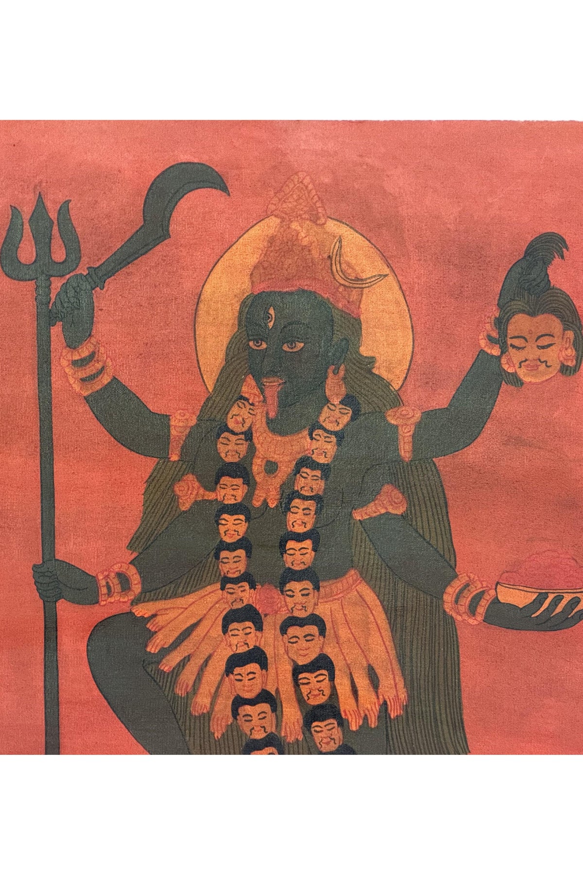 Goddess Kali Thangka Painting | Hand-Painted Hindu Art, Silk Framed