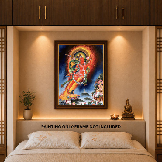 Akash Yogini Newari Paubha Thangka | Vidyadhari – The Knowledge Holder | Hand-Painted Masterpiece Art
