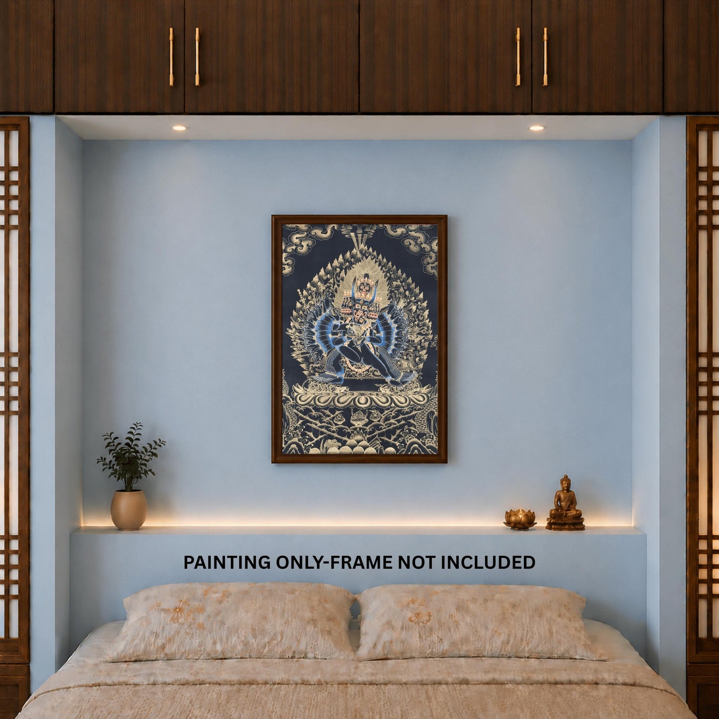 Hand-Painted Yamantaka Tibetan Thangka Painting – Wrathful Guardian Deity Art