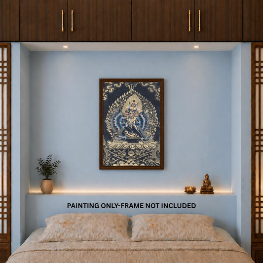 Hand-Painted Yamantaka Tibetan Thangka Painting – Wrathful Guardian Deity Art