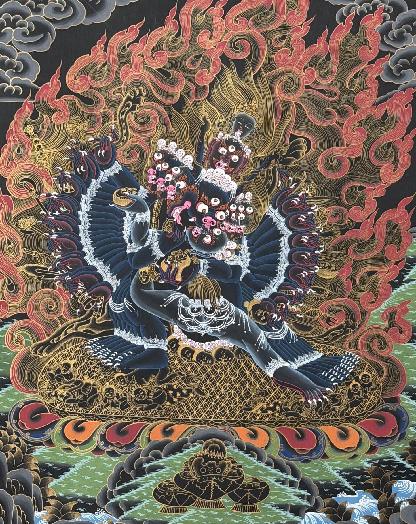 Hand-Painted Yamantaka Thangka, Tibetan Buddhist Wrathful Deity Painting