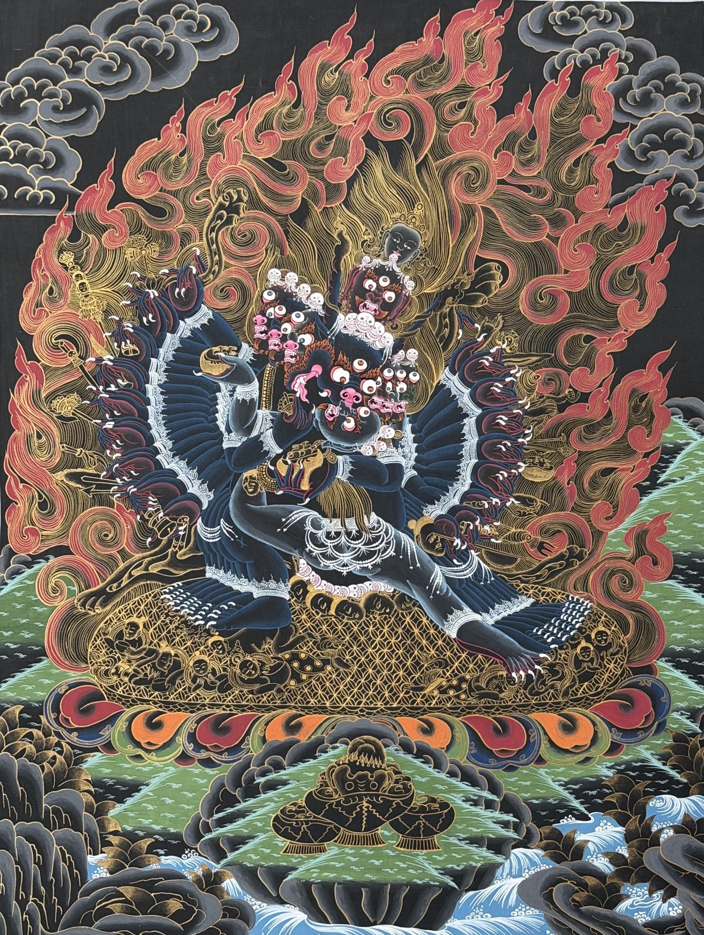 Hand-Painted Yamantaka Thangka, Tibetan Buddhist Wrathful Deity Painting