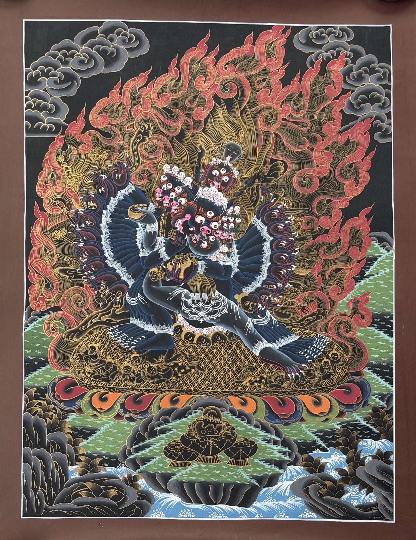 Hand-Painted Yamantaka Thangka, Tibetan Buddhist Wrathful Deity Painting