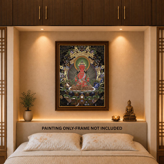 Hand-Painted Amitayus Buddha Thangka | Tibetan Gold Buddhist Art