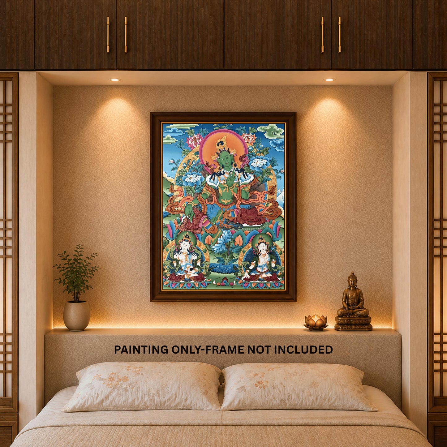 24K Gold Green Tara Thangka Painting | Hand-Painted Tibetan Buddhist Art | Master Quality Himalayan Artwork