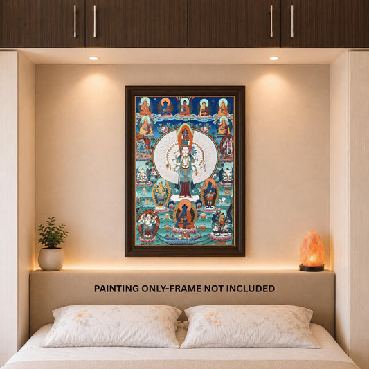 1000-Armed Avalokiteshvara Thangka | Hand-Painted Chenrezig Compassion Art