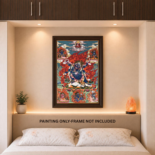 Six-Armed Mahakala Thangka | Large Hand-Painted Tibetan Protector Deity Art