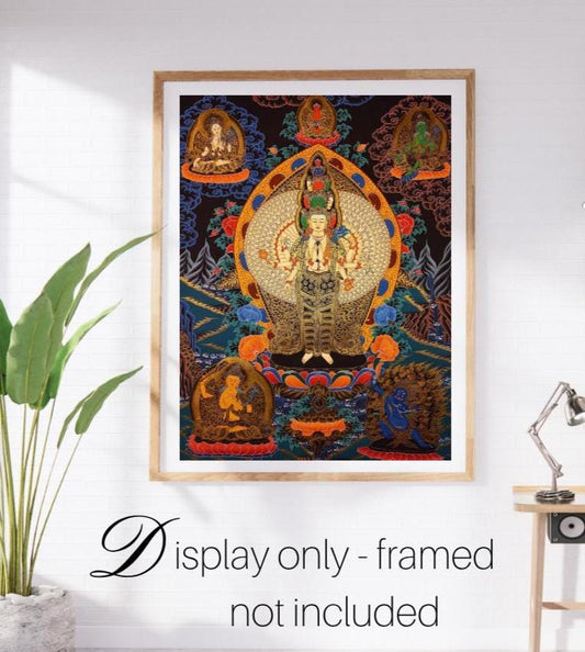 Thousand-Armed Chenrezig Thangka | Avalokiteshvara Bodhisattva of Compassion | Hand-Painted Tibetan Buddhist Masterpiece