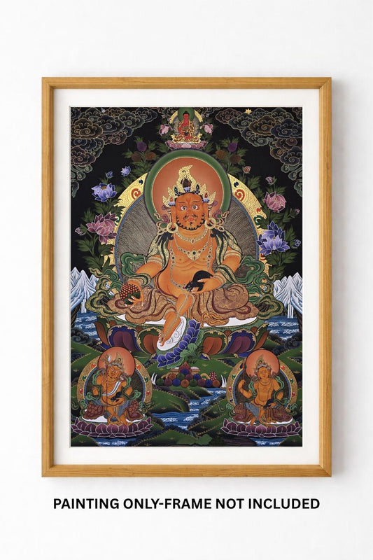 Jambhala Thangka | Large Hand-Painted Kubera Wealth Deity Tibetan Art