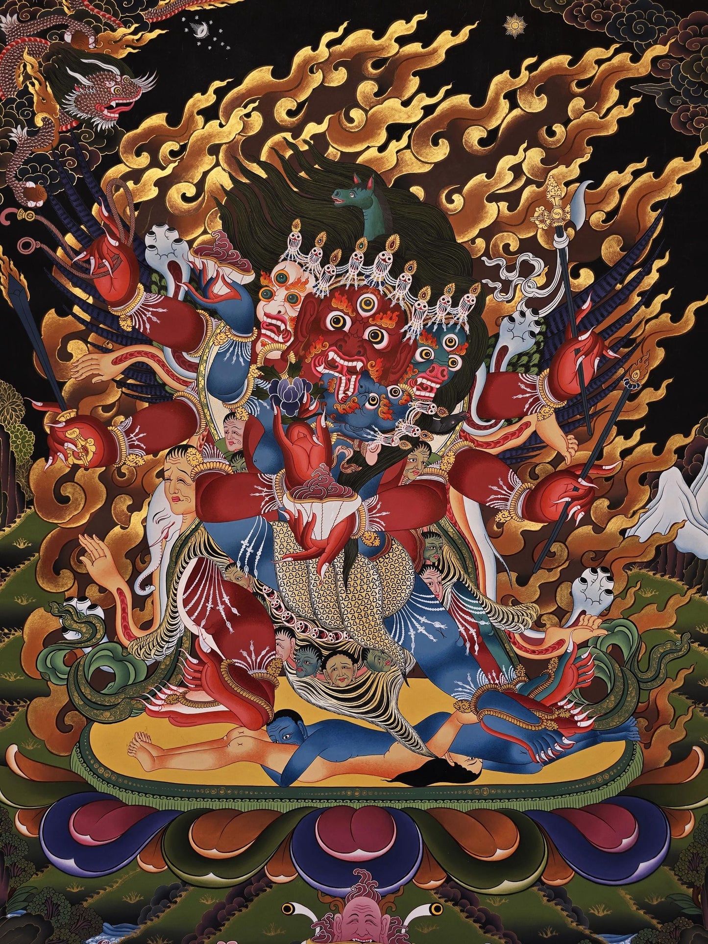 Hayagriva Thangka | Hand-Painted Tibetan Wrathful Deity Masterpiece Buddhist Art
