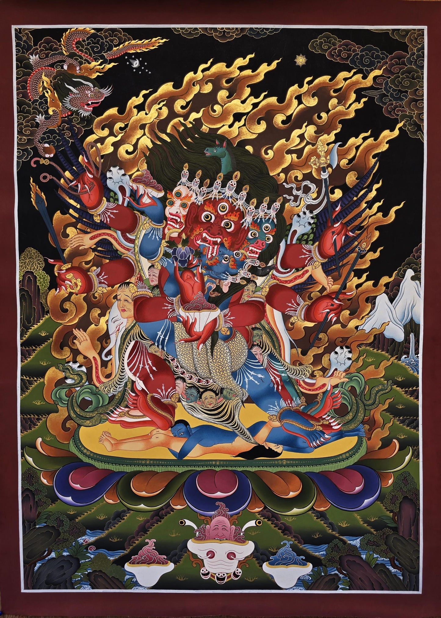 Hayagriva Thangka | Hand-Painted Tibetan Wrathful Deity Masterpiece Buddhist Art